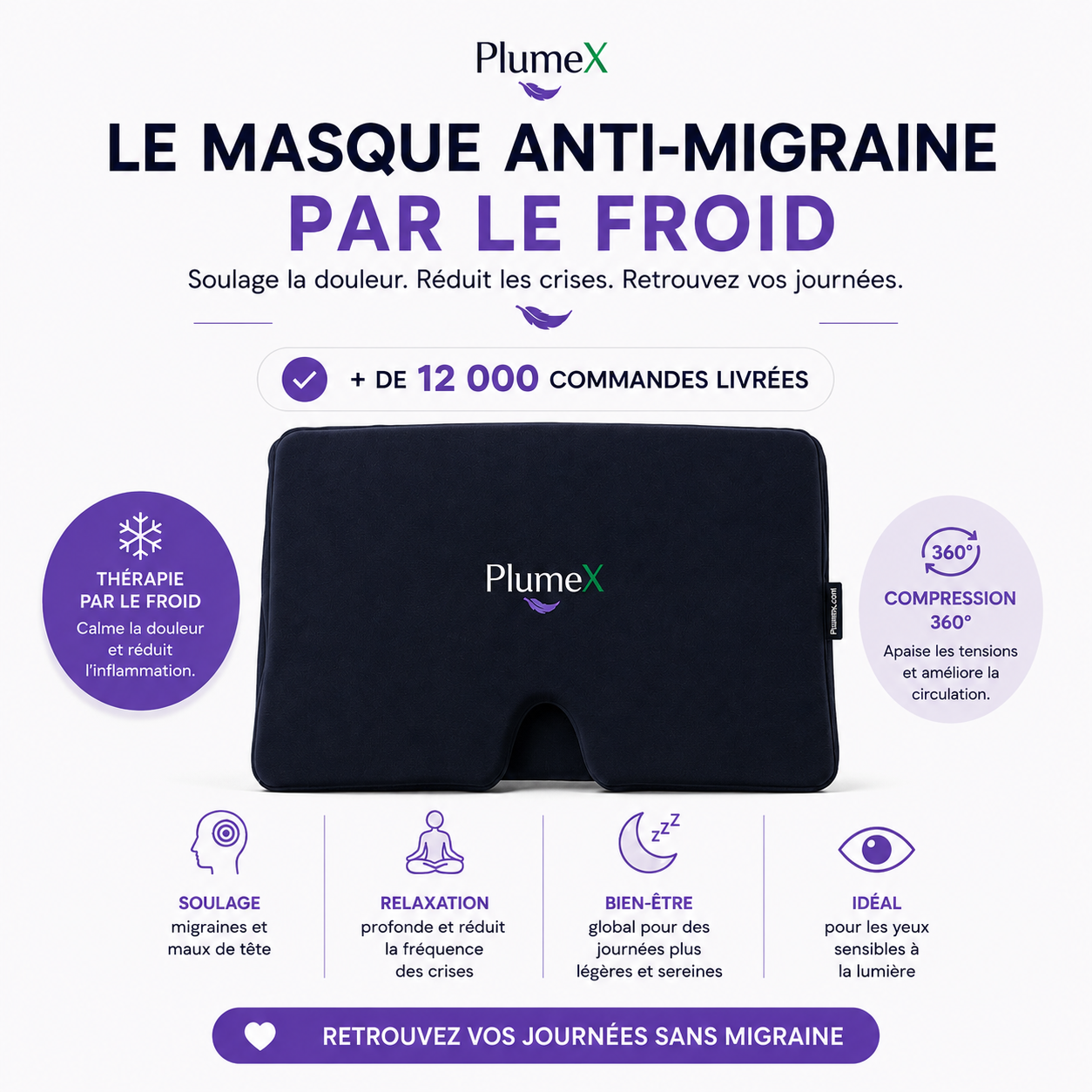 Masque Cryo PlumeX™ |Décongestionne • Anti-Migraine