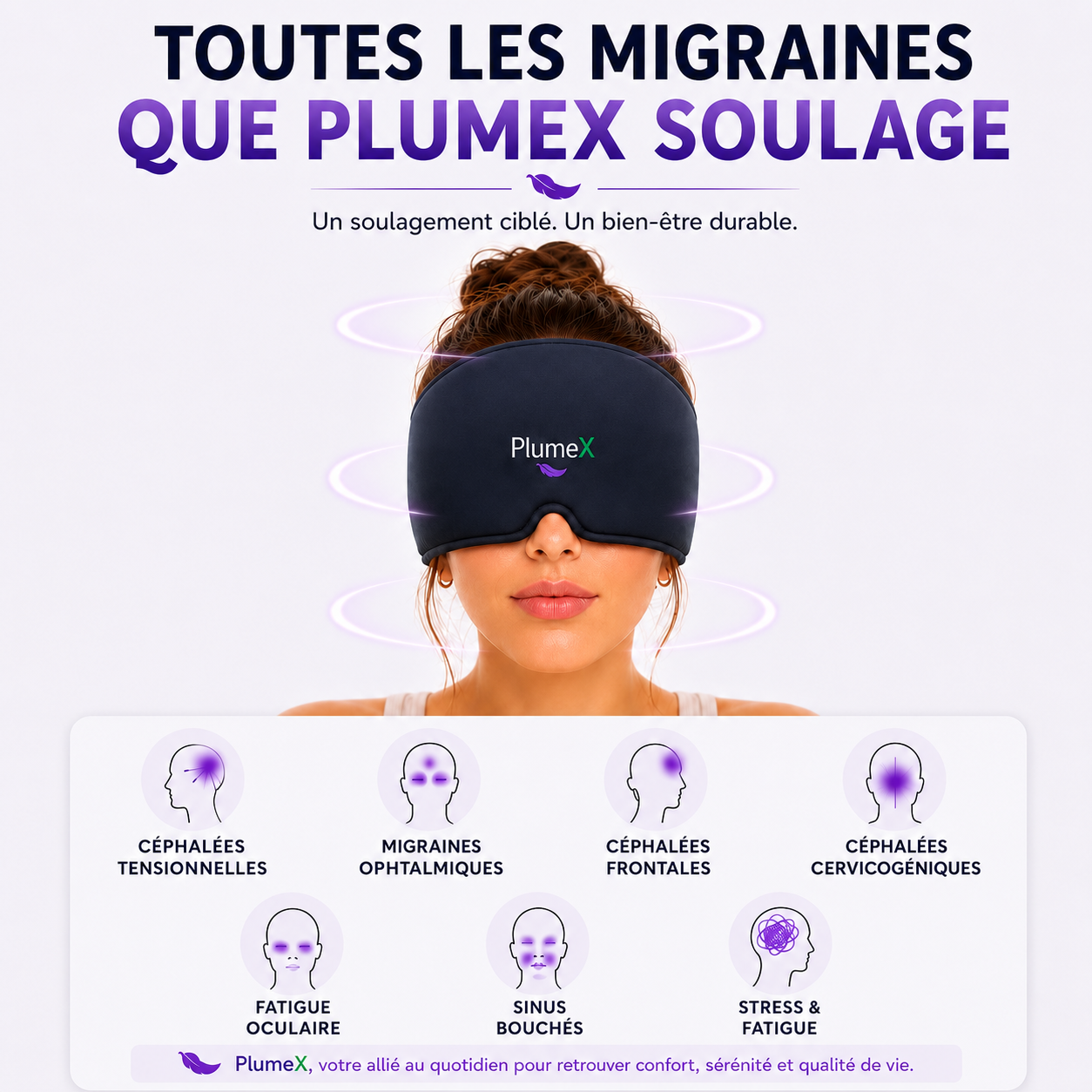 Masque Cryo PlumeX™ |Décongestionne • Anti-Migraine
