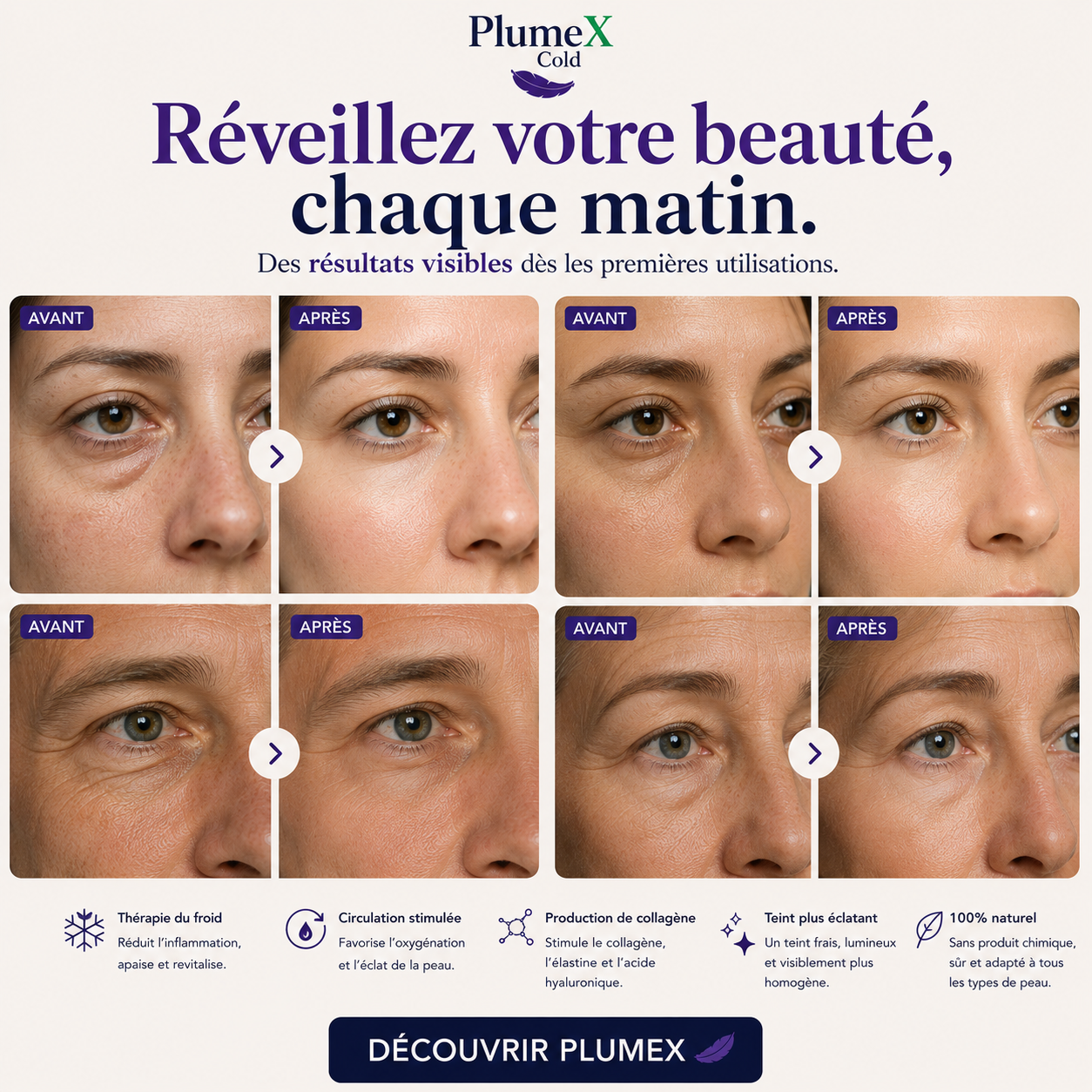 Masque Cryo Beauty PlumeX™ | Beauté par le Froid • Raffermit • Décongestionne • Anti-Migraine
