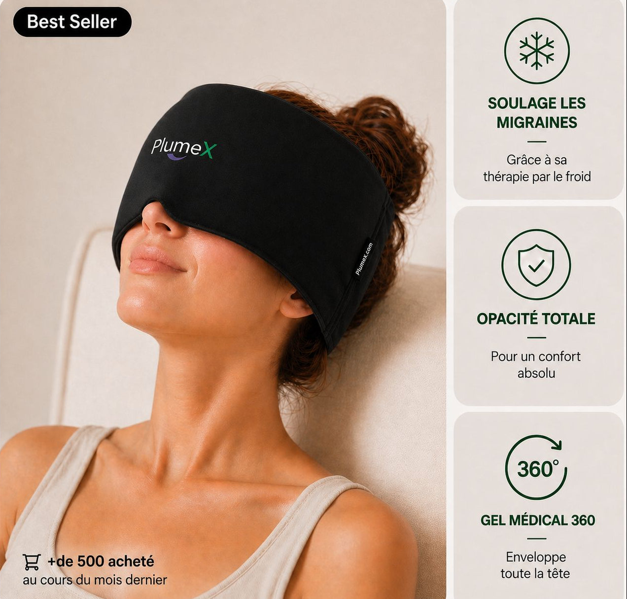 Bonnet anti-migraine PlumeX