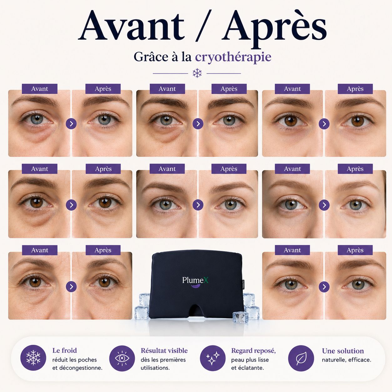 Masque Cryo PlumeX™ | Beauté par le Froid • Raffermit • Décongestionne • Anti-Migraine